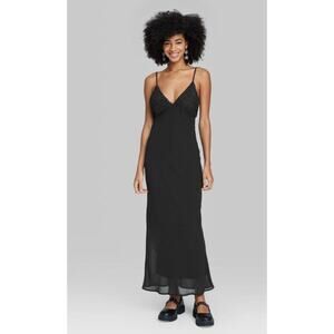 NWT Women's Sleeveless Rosette Cup Maxi Dress - Wild Fable Black Sz Med